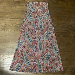 Azules Skirt Maxi Paisley Print Fold Over Waist. M.
